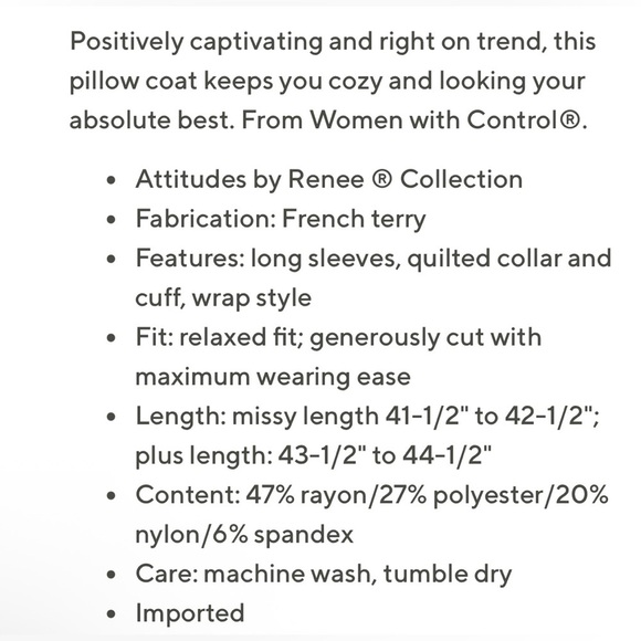 NWT Attitudes by Renee Cardigan Medium Large French Terry Belted Wrap - Picture 5 of 7